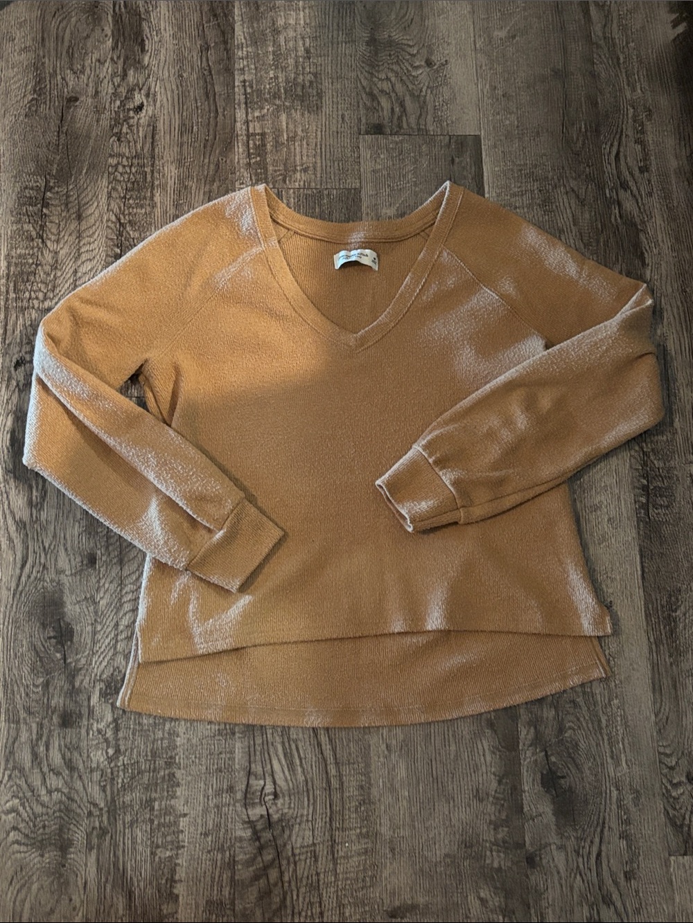 Abercrombie & Fitch V-Neck Sweater - Camel Brown - Size Medium